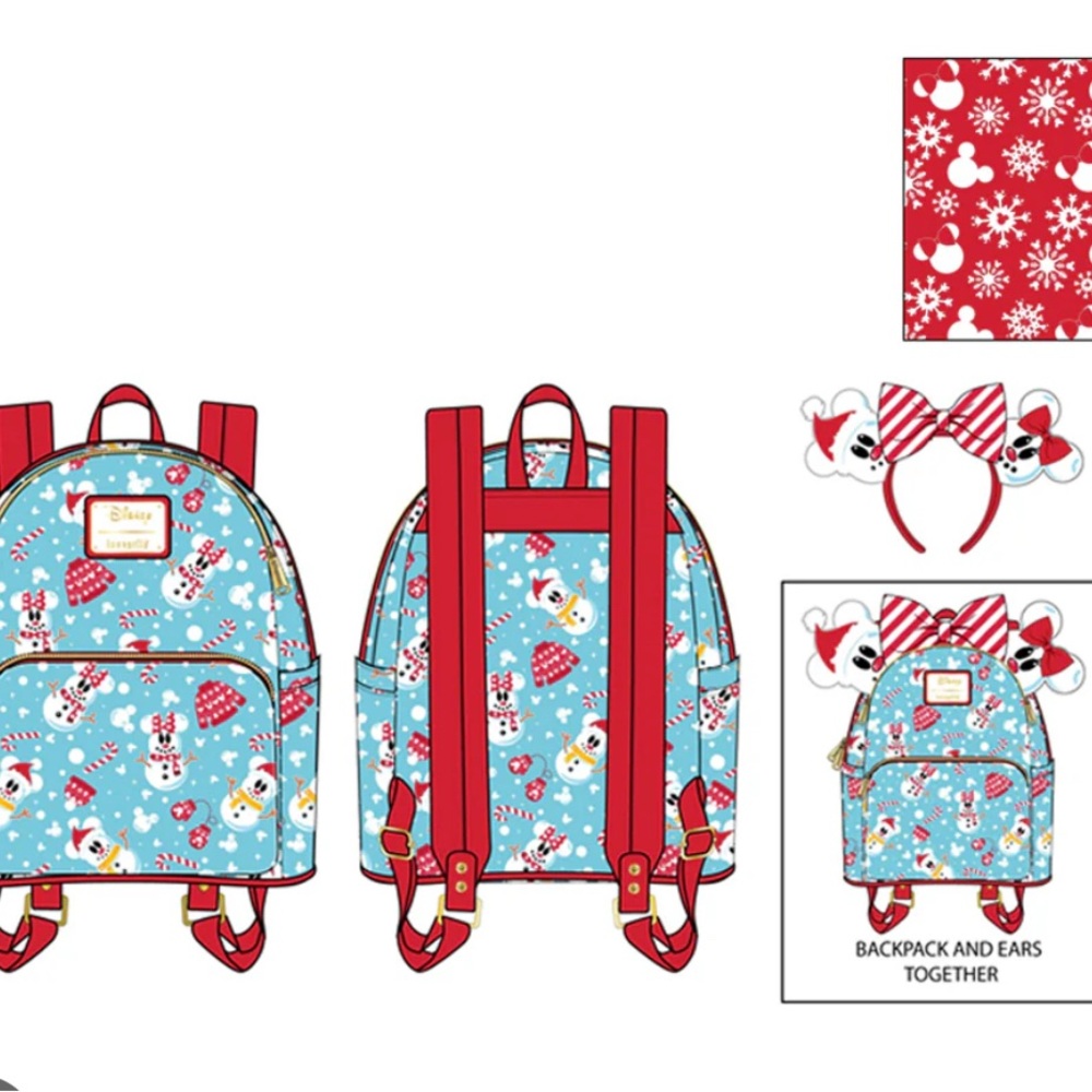 Loungefly: Disney - Minnie and Mickey Snowman Mini Backpack and Headband Set - Picture 6 of 7